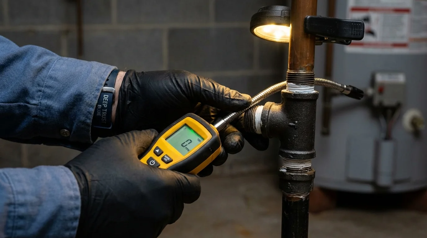 Gas leak detection with electronic sniffer by Johns Plumbing LLC in Kissimmee