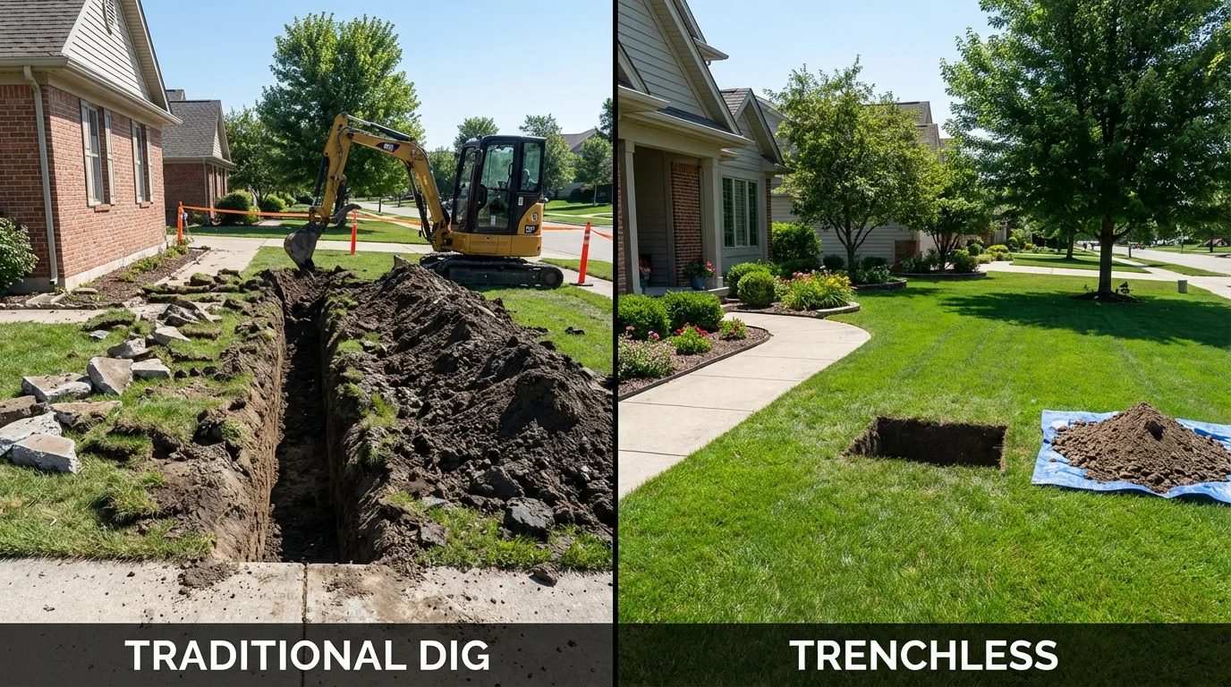 Trenchless sewer repair with minimal yard damage versus traditional excavation in Kissimmee, FL